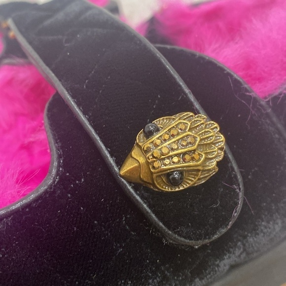 Kurt Geiger Orson Black Velvet Faux Fur Sandals - Picture 9 of 11